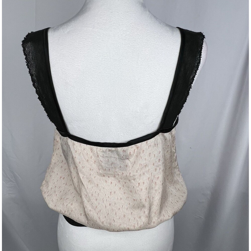 Chelsea Flower Ruffle Front Top 100% Silk Blush Pink Black Trim Size M Coquette - Picture 10 of 16
